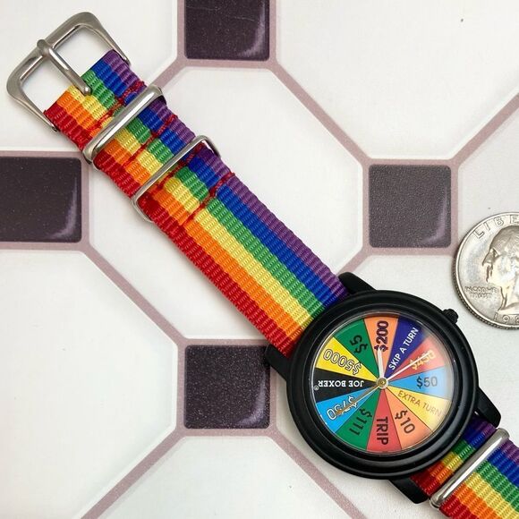 Vintage 1996 Joe Boxer X Timex Wheel of Fortune Men's Unisex Watch Rainbow Strap - Picture 14 of 16